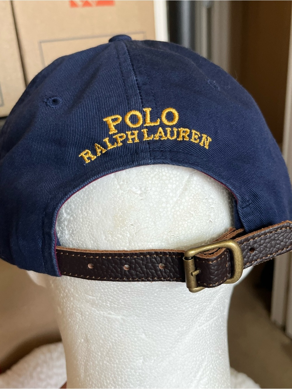 Polo by Ralph Lauren Navy Baseball Cap with Gold Crest Embroidery - Picture 10 of 14